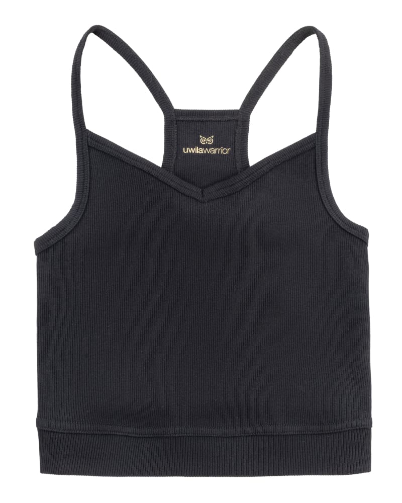 Front of a size Large Katelyn Braless Bralette in Tap Shoe Black by Uwila Warrior. | dia_product_style_image_id:242297